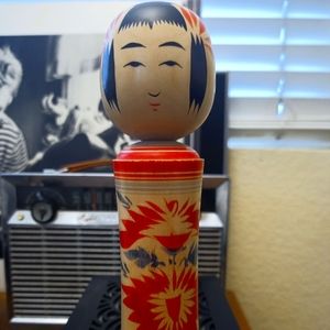 Japanese wood doll hand carved hand painted kokeshi doll